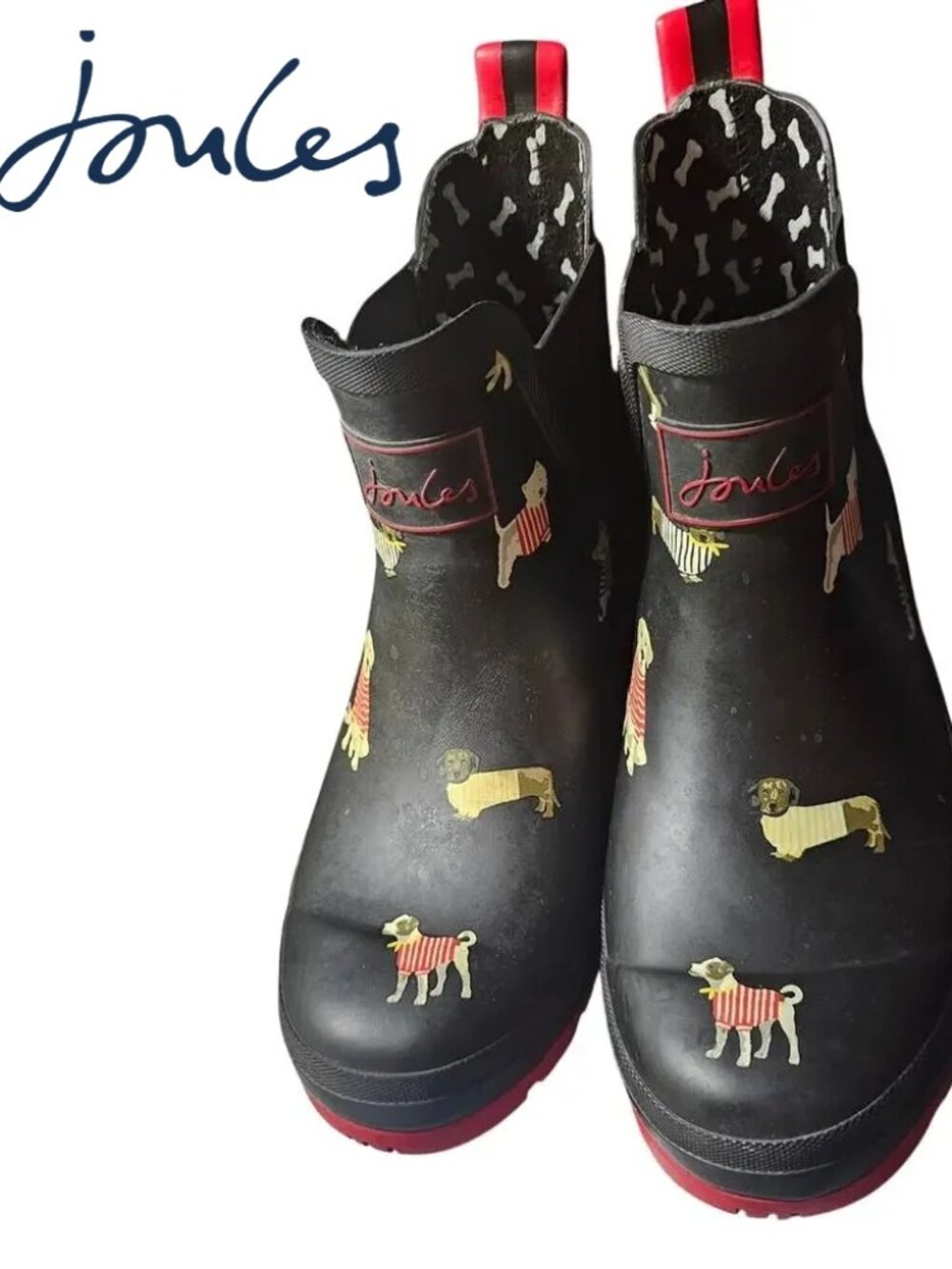 Joules "Wellibob" Short Rain Boots – Dog Print Size 7